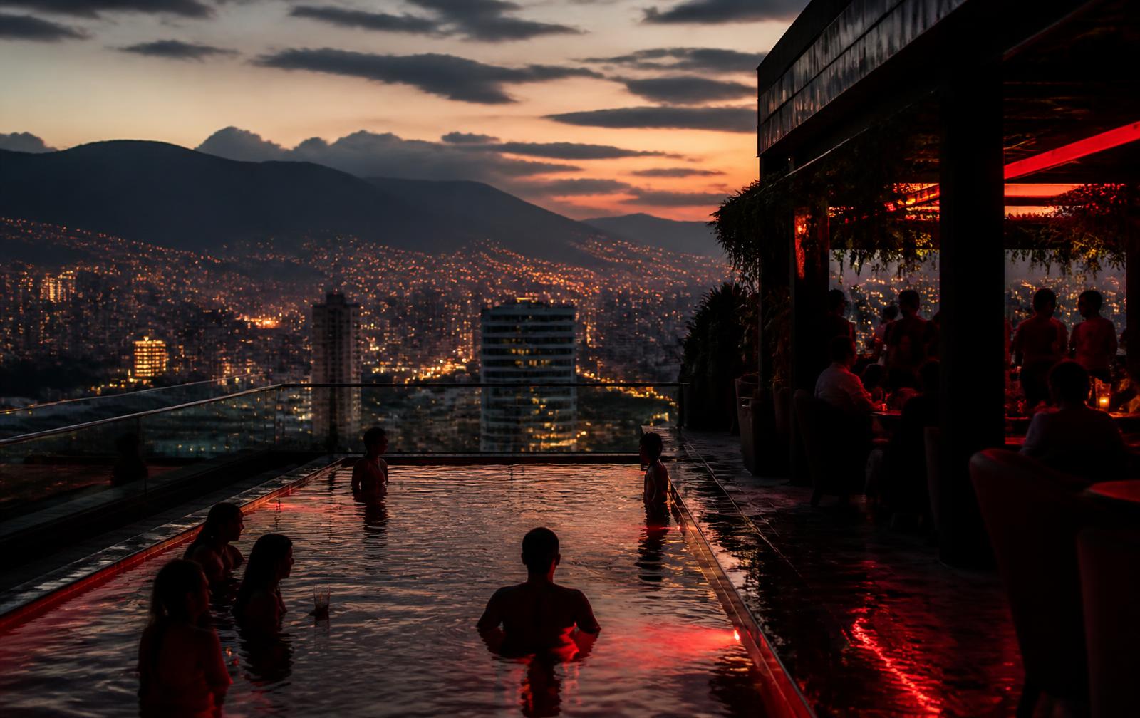 Rooftop, piscina y coctelería